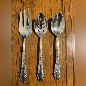 Vintage Towle T 1968 Silver Plated “Segovia” Pattered Flatware Serving Set Of 3